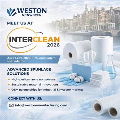 Weston Nonwoven راه حل های پیشرفته Spunlace را در Interclean Amsterdam 2026 ب...